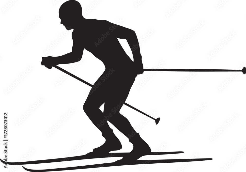 Fototapeta premium Cross-Country Skier Silhouette Vector Illustration