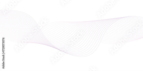 Abstract wave element for design. Digital frequency track equalizer. Stylized line art background. Vector illustration. Wave with lines created using blend tool. Curved wavy line, smooth stripe. 