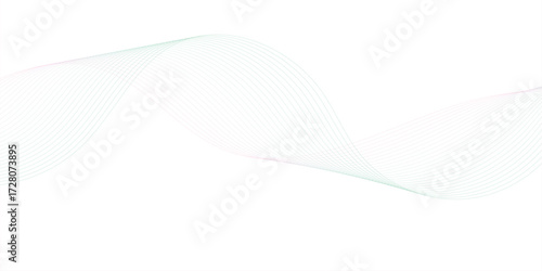 Abstract wave element for design. Digital frequency track equalizer. Stylized line art background. Vector illustration. Wave with lines created using blend tool. Curved wavy line, smooth stripe. 