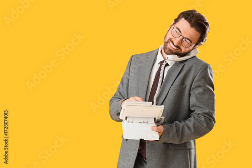 Male secretary talking by t...