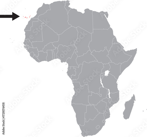 Canary Islands (Spain) on Africa Map Grey High Detailed
