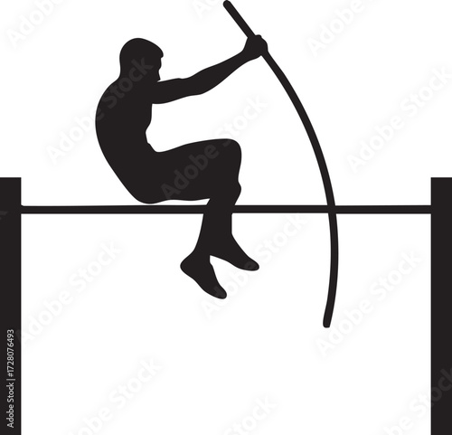 Pole Vault Silhouette Vector Illustration