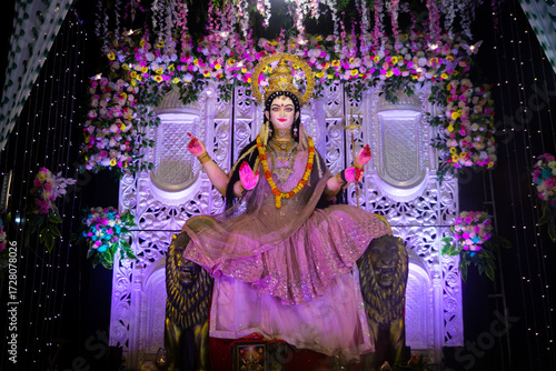 Decorated beautiful idol of goddess durga