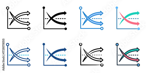 Yield curve icon set multiple style collection 
