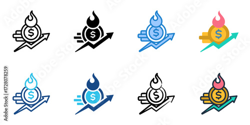 Inflation icon set multiple style collection 
