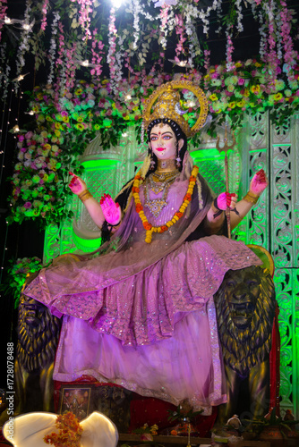 Decorated beautiful idol of goddess durga