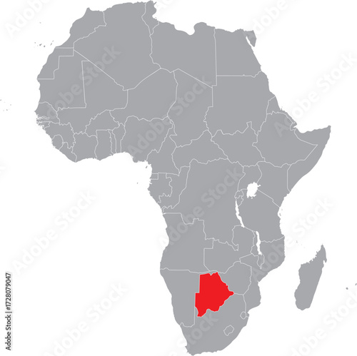 Botswana on Africa Map Grey High Detailed