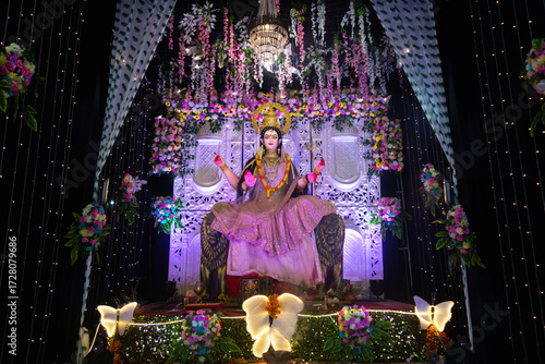Decorated beautiful idol of goddess durga