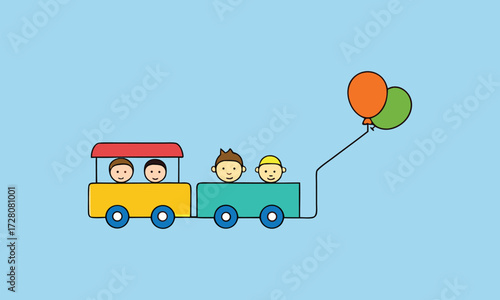 Kids Train Ride with Balloon