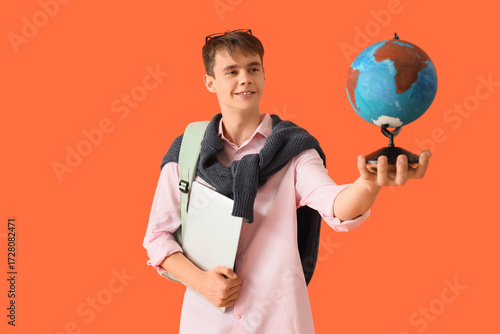 Male student with laptop an...