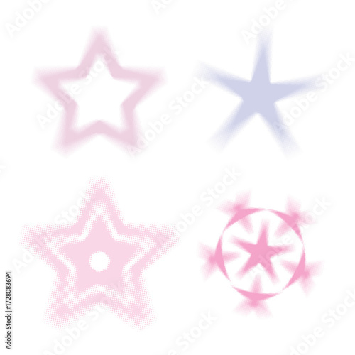 Cute Star Halftone Collection Cartoon Icon Illustration