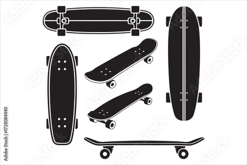 Skateboarding Silhouettes Performing Tricks