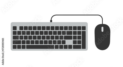 Computer Keyboard and Mouse Set Illustration - Digital Input Devices for Computing and Data Entry
