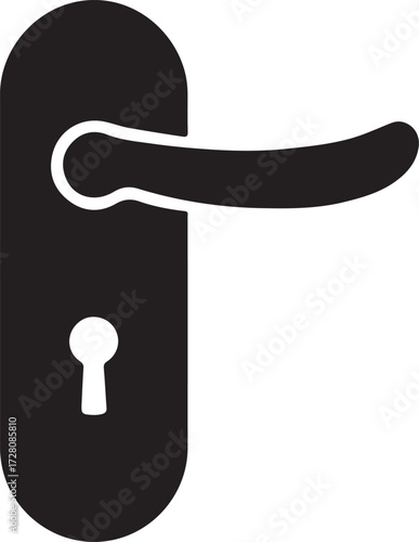 Black Door Handle Vector Icon Modern Lever with Keyhole Security and Entry Symbol PNG/SVG Graphic for Home & Office Design