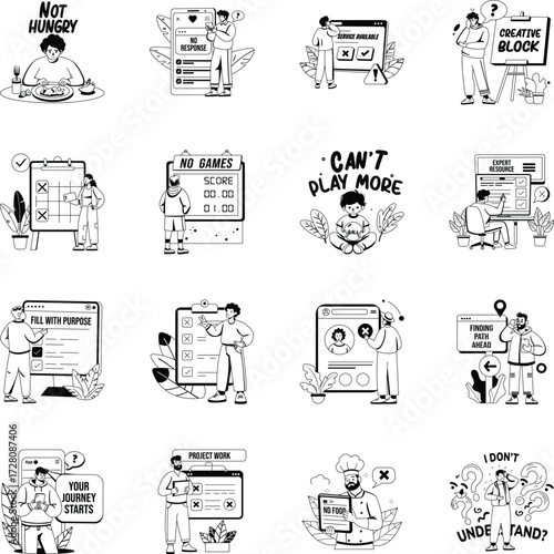 Bundle of Glyph Style Errors And Emptiness Illustrations