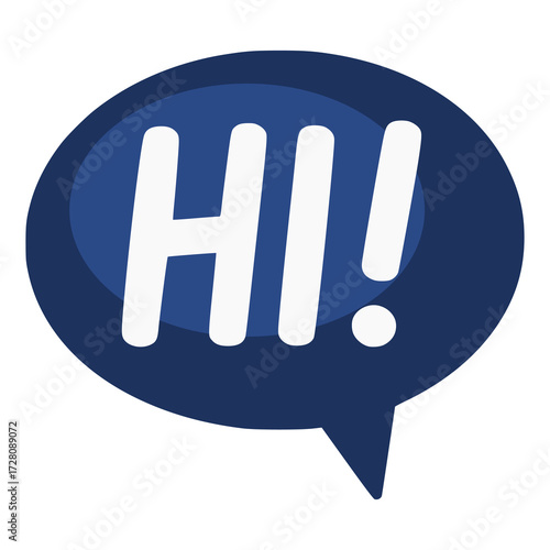 hi text speech bubble retro comic flat color vector illustration template design