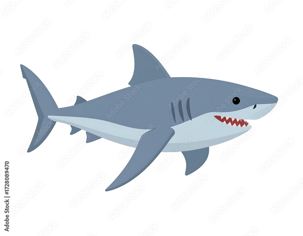 Naklejka premium Cartoon shark, side profile