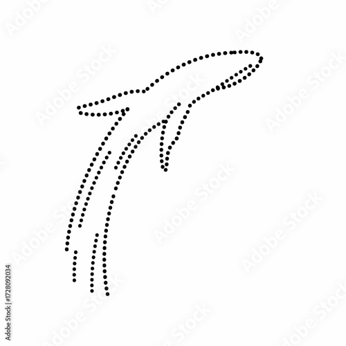 Minimalist Dot Art Illustration of a Whale Breaching from Water, Simple Black and White Graphic Design