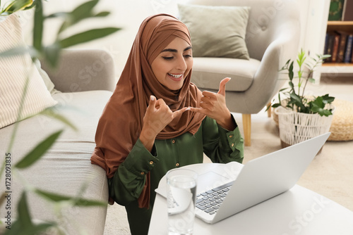 Young Muslim deaf mute woma...