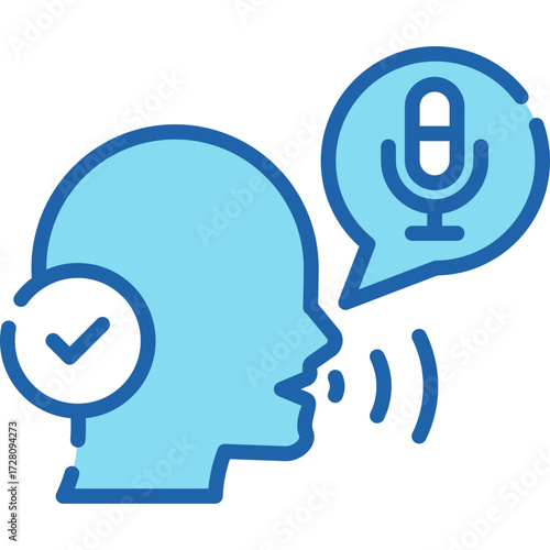 Blue Outline Voice Recognition Symbol