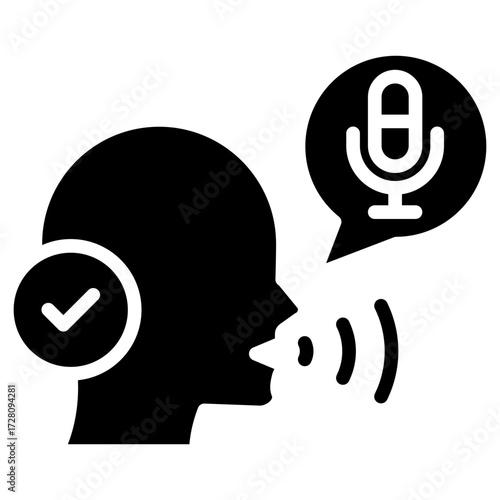 Solid Black Voice Command Icon
