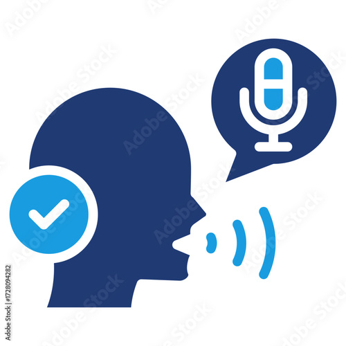 Dark Blue Voice Authentication Icon