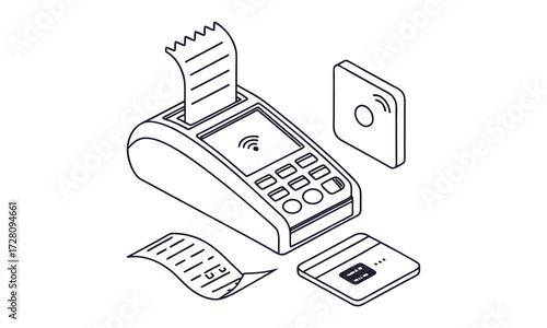 POS Machine Line Art