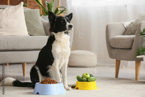 Border Collie dog and feedi...
