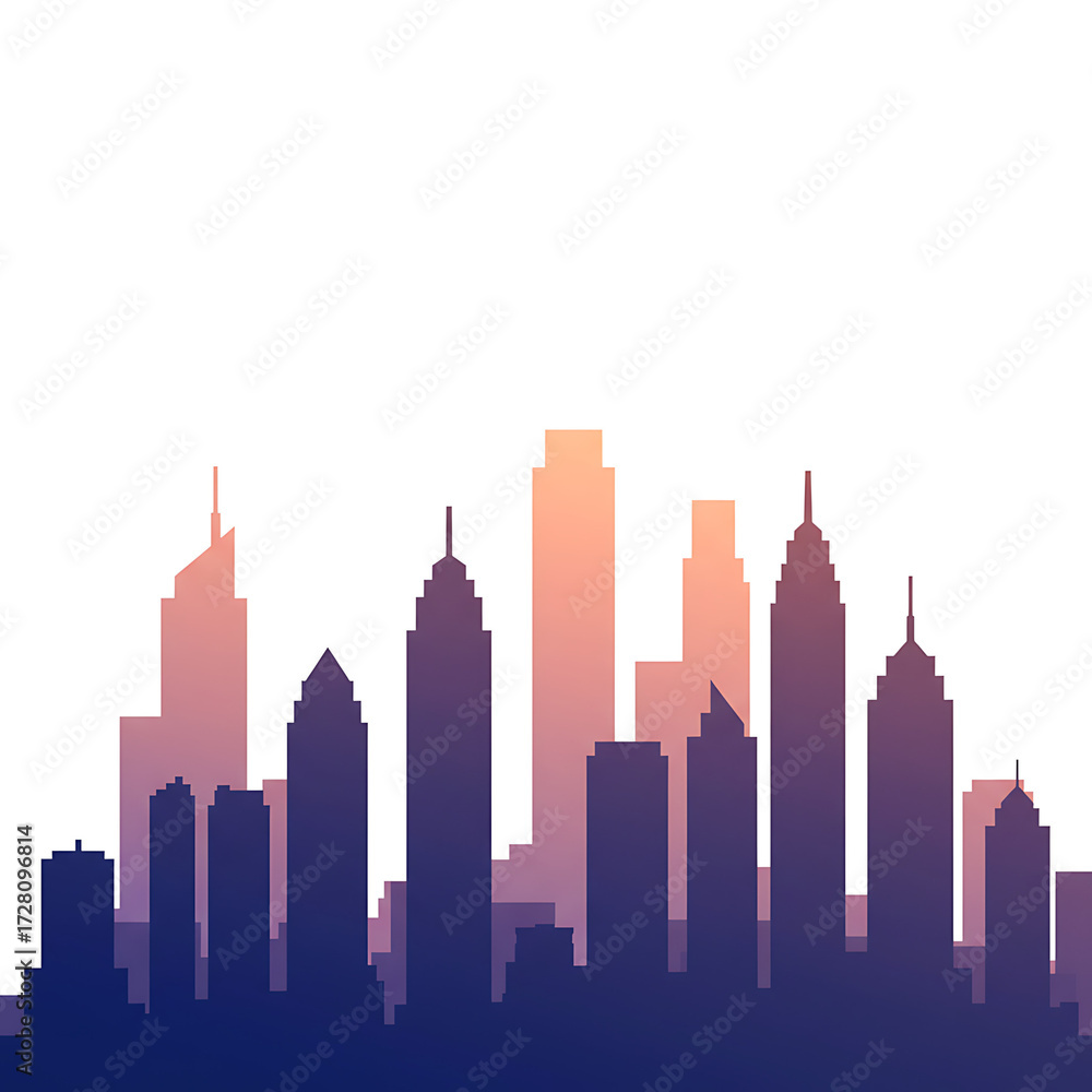 Fototapeta premium Modern city skyline silhouette at sunset