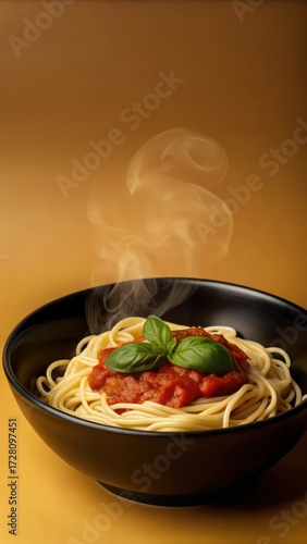 steaming hot pasta in a bowl