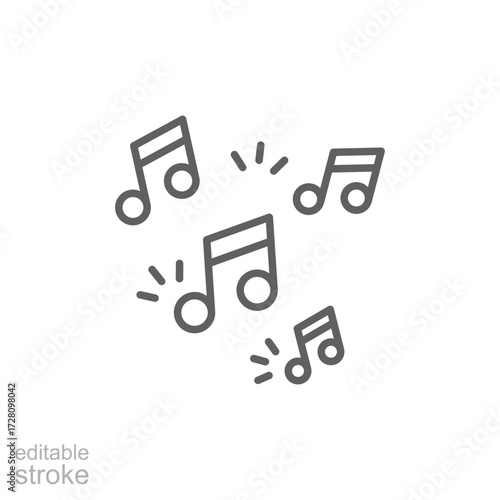 Music note icon. Simple outline style. Song, sound, sheet, concert, clef, sticker, treble, tone, classical, audio streaming services concept. Thin line symbol. Isolated design editable stroke.