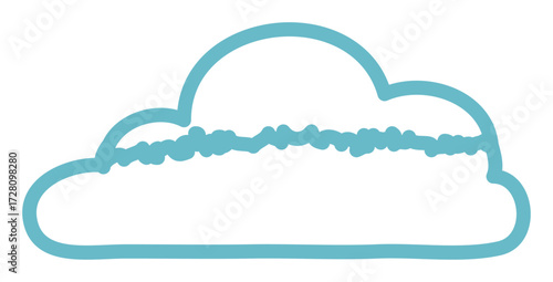 A simple, hand-drawn illustration of a light blue cloud with a fuzzy line across its center on a white background.