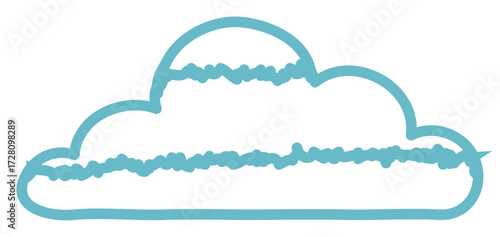 Light blue hand-drawn cloud outline with internal wavy lines, symbolizing data or digital storage.