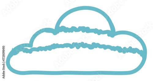 A simple, light blue outline of a cloud with a textured fill, resembling a graphic icon or weather symbol.