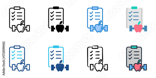 Nutrition Planning icon set multiple style collection 
