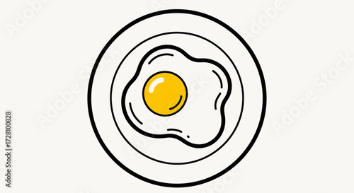 Sunnyside up egg on plate in bright light suitable for food blogs, breakfast recipes, culinary websites, kitchen themes.