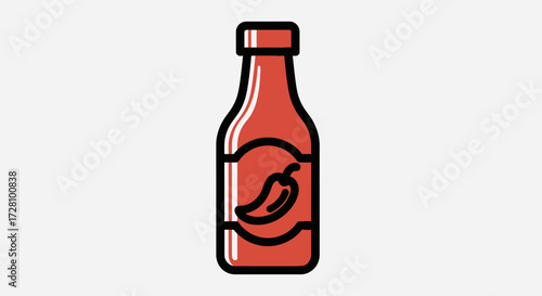 Spicy hot sauce bottle with chili, perfect for food blogs, restaurant menus, cooking websites, and culinary product promotions.