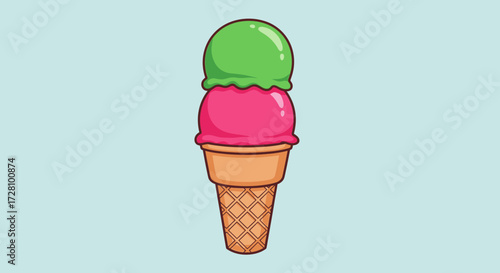 Ice cream cone with two scoops, perfect for summerrelated designs or foodrelated projects that need a sweet touch.