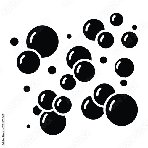 Soap shine bubbles icon. Simple solid style. Water, cartoon, circle, bathroom, bubble, laundry, liquid, oxygen, shampoo, detergent, foam concept. Silhouette, glyph symbol. Isolated design.