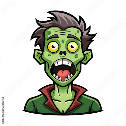 funny smiling cartoon zombie illustration