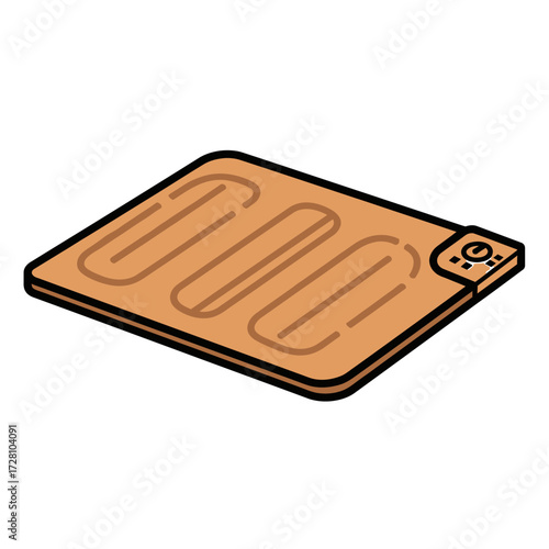 Closeup an electric heating pad with digital controller, showcasing its design and functionality for warmth and comfort