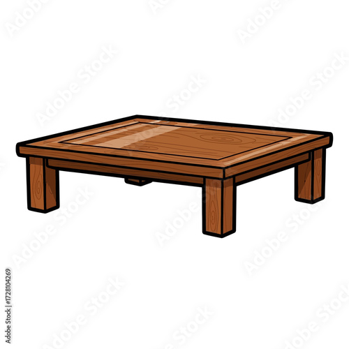 Simple wooden coffee table with four legs and flat surface, isolated on, perfect for interior design concepts or furniture catalogs