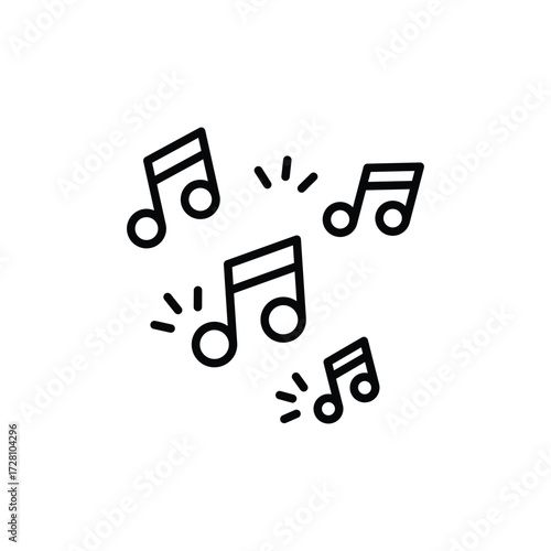Music note icon. Simple outline style. Song, sound, sheet, concert, clef, sticker, treble, tone, classical, audio streaming services concept. Thin line symbol. Isolated design.