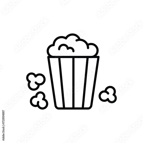 Popcorn icon. Simple outline style. Pop, corn, cinema film food, a box of movie theater popcorn concept. Thin line symbol. Isolated design.