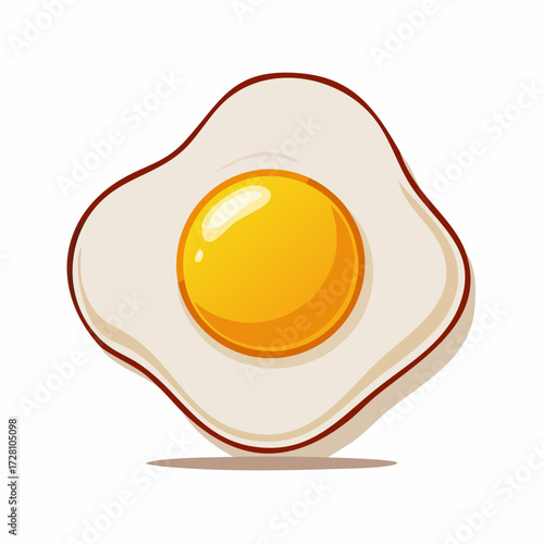 Bright and inviting cartoon illustration of a perfectly cooked fried egg, ideal for breakfast menus, healthy eating concepts, or delightful food-related designs.