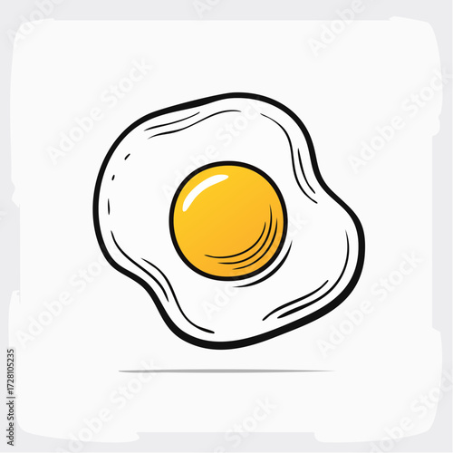 A cheerful, hand-drawn illustration of a classic fried egg, perfect for breakfast menus, cooking blogs, or any food-related design. Simple, fresh, and ready to use.