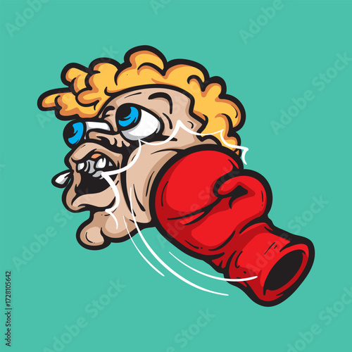 Punch in the Face Cartoon Vector Illustration