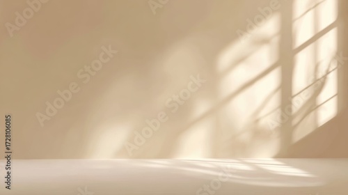 Gentle light beige background with soft window shadow, minimalistic style for product presentation. Ideal for commercial promotions, clean designs, and professional displays.