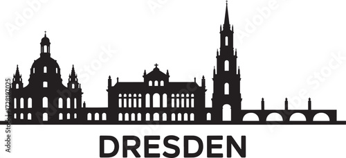 Dresden City Skyline - Germany Urban Landmark Silhouette Vector Graphic Black on Transparent