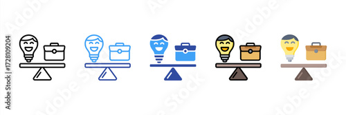 Work Life Balance Multi Style Icon Set